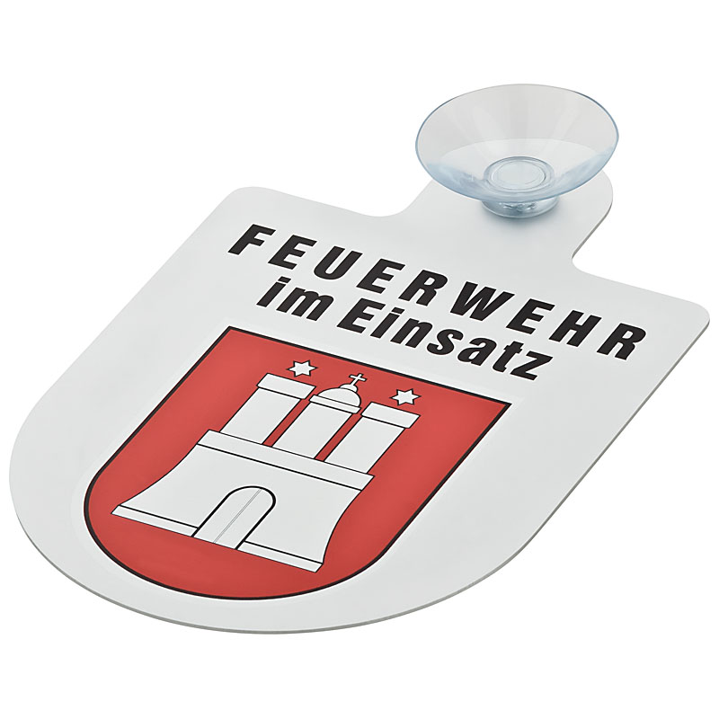 Alu Saugnapf Wappen Schild Feuerwehr im Einsatz mit Wappen Hamburg