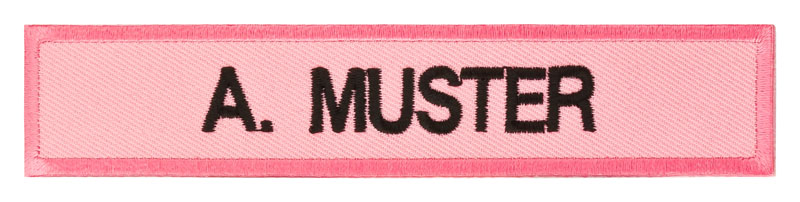 PACOTEX Namensschild aus Stoff, bestickt,120x20mm, rosa, Wunschtext, mit Kletthaken benäht