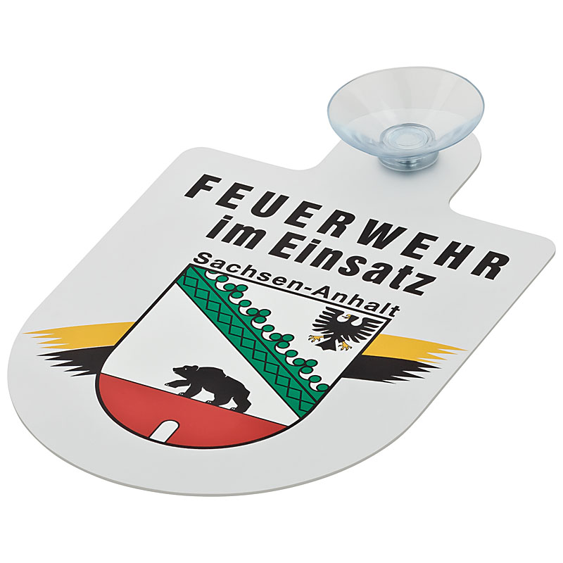 Alu Saugnapf Wappen Schild Feuerwehr im Einsatz mit Wappen Sachsen-Anhalt