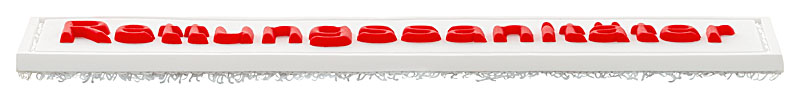 Qualifikationskennzeichnung Gummi Patch, 110x25mm, weiß mit roter Schrift Rettungssanitäter, Kletthaken aufgenäht