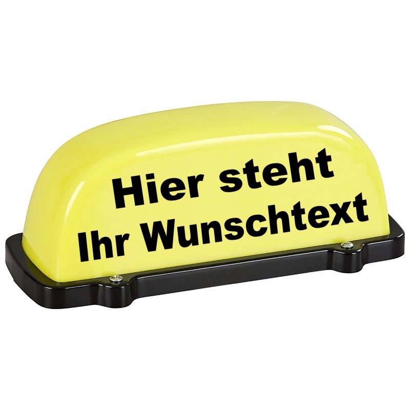Dachschild City - gelb - Wunschtext - unbeleuchtet - Dachaufsetzer