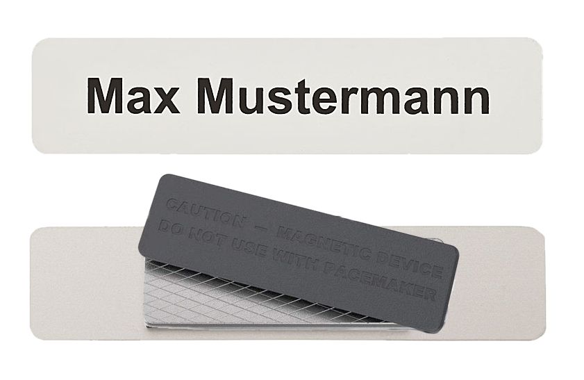 Aluminium Namensschild 87x20mm mit starkem Magneten mit individuellem Wunschtext