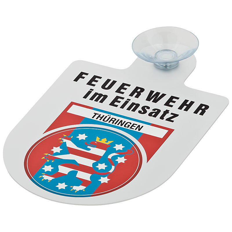 Alu Saugnapf Wappen Schild Feuerwehr im Einsatz mit Wappen Thüringen