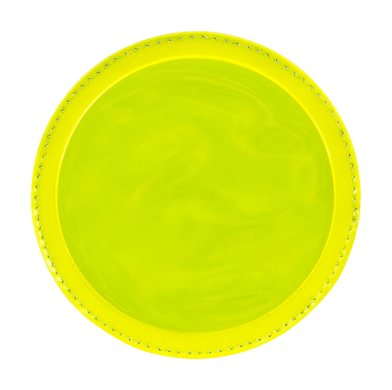Reflexschild - glänzend - Klett - 8cm rund - leuchtgelb - unbeschriftet