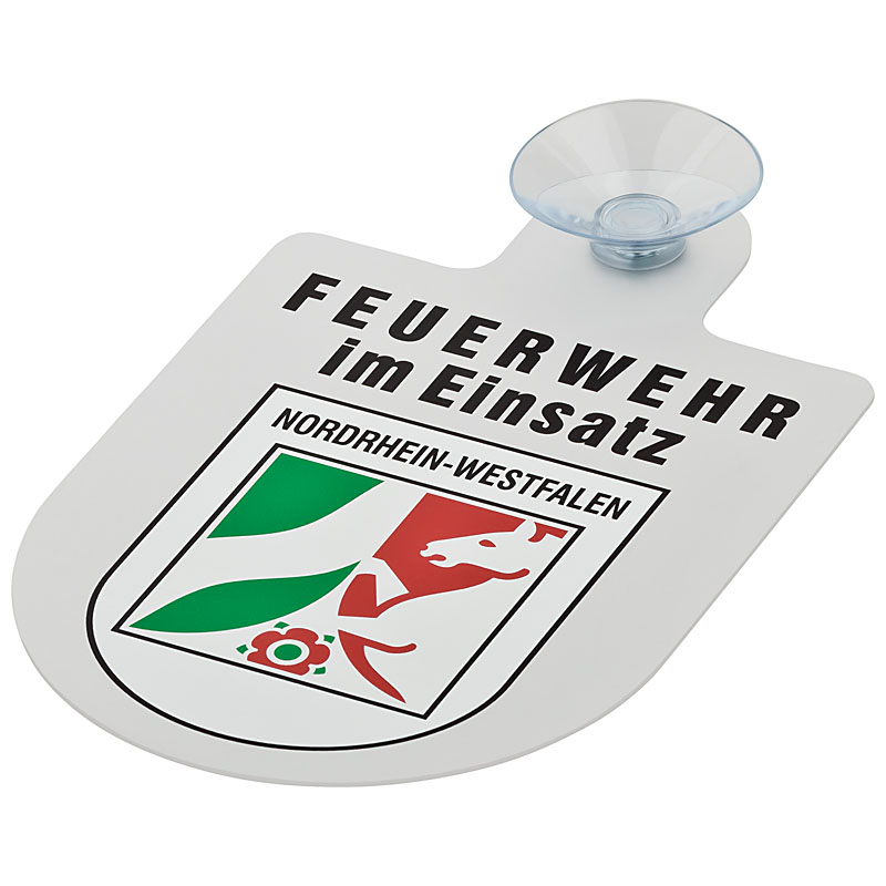 Alu Saugnapf Wappen Schild Feuerwehr im Einsatz mit Wappen Nordrhein-Westfalen