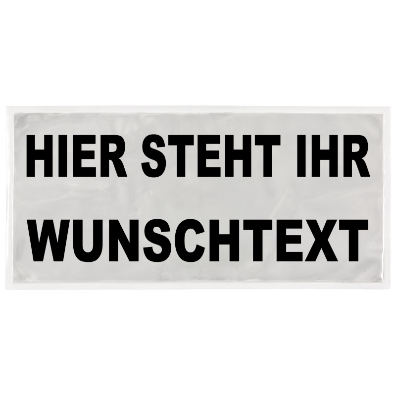 Reflexschild - glänzend - Klett - 38x20cm - weiß - Wunschtext