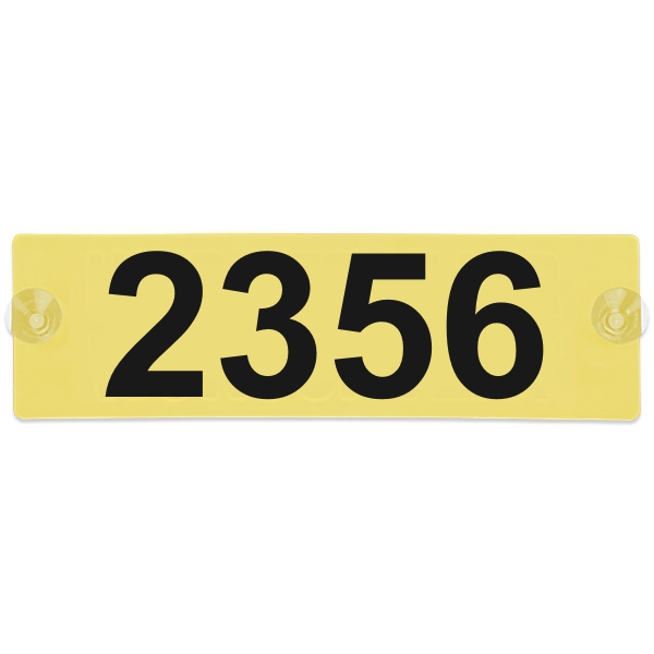 TAXI Ordnungsnummer Schild Kunststoff - 15x7cm - gelb - mit Wunschnummer in schwarz beidseitig