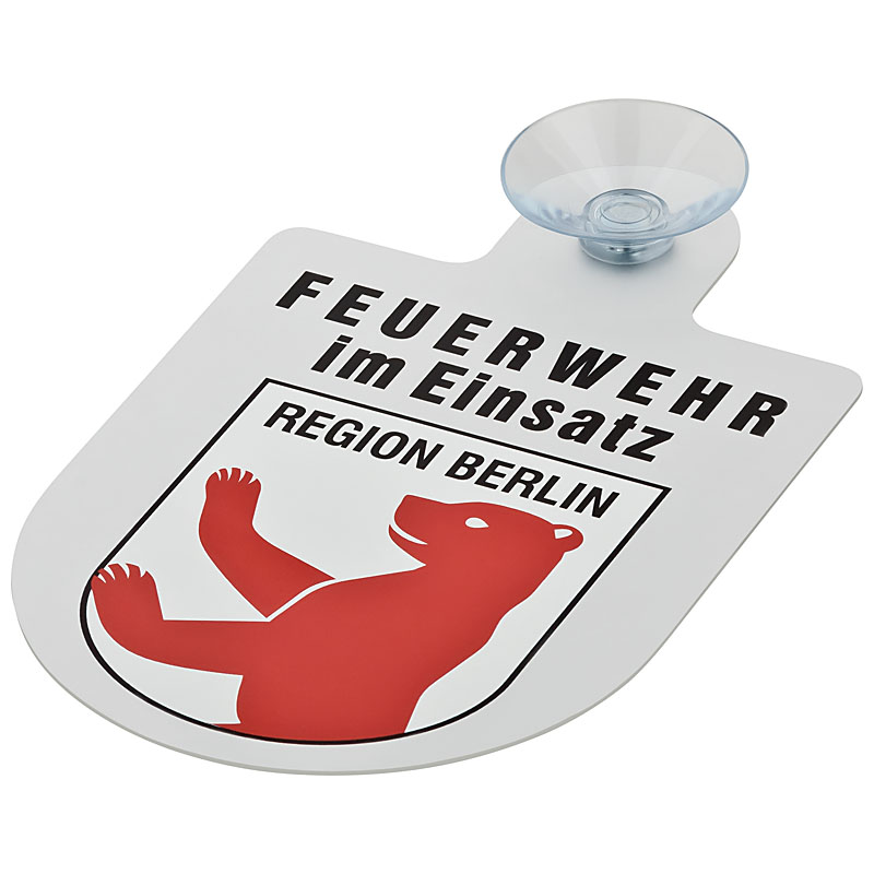 Alu Saugnapf Wappen Schild Feuerwehr im Einsatz mit Wappen Berlin