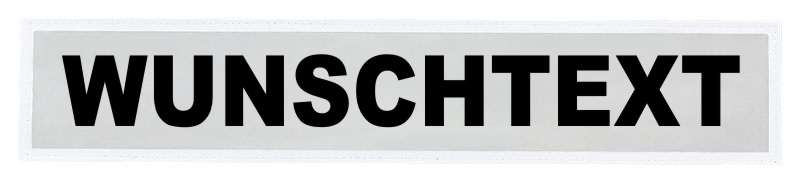 Reflexschild - glänzend - Klett - 38x8cm - weiß - Wunschtext