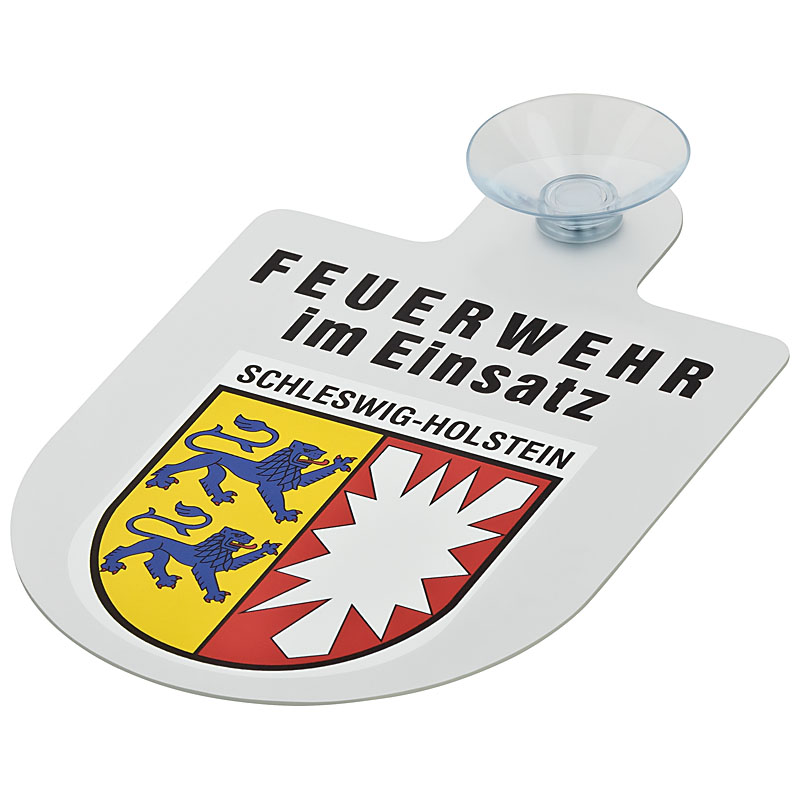 Alu Saugnapf Wappen Schild Feuerwehr im Einsatz mit Wappen Schleswig-Holstein
